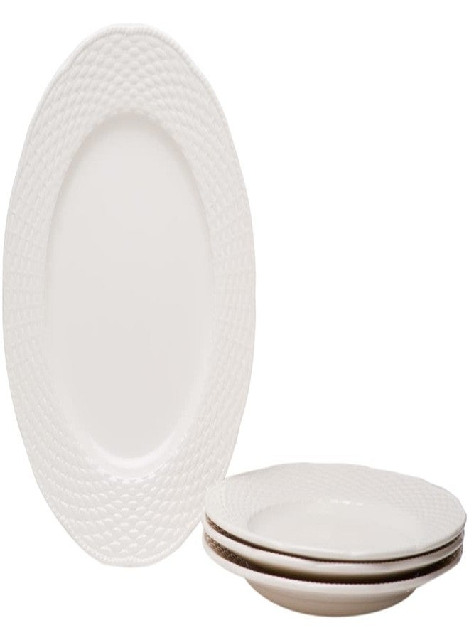 Red Vanilla Nantucket White Dinner Plates 11.25", Set of 4
