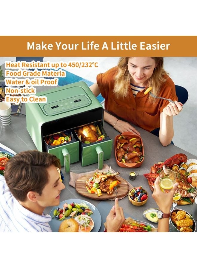 هومستر مقلاة الهواء بطانة الورق التي يمكن التخلص منها، 100PCS بطانة قطع رقائق الدرجة الغذائية للنينجا DZ201، طعام النينجا فودي ملحقات مقلاة الهواء المزدوجة ورق الخبز (9*6، طبيعي) - Image 2