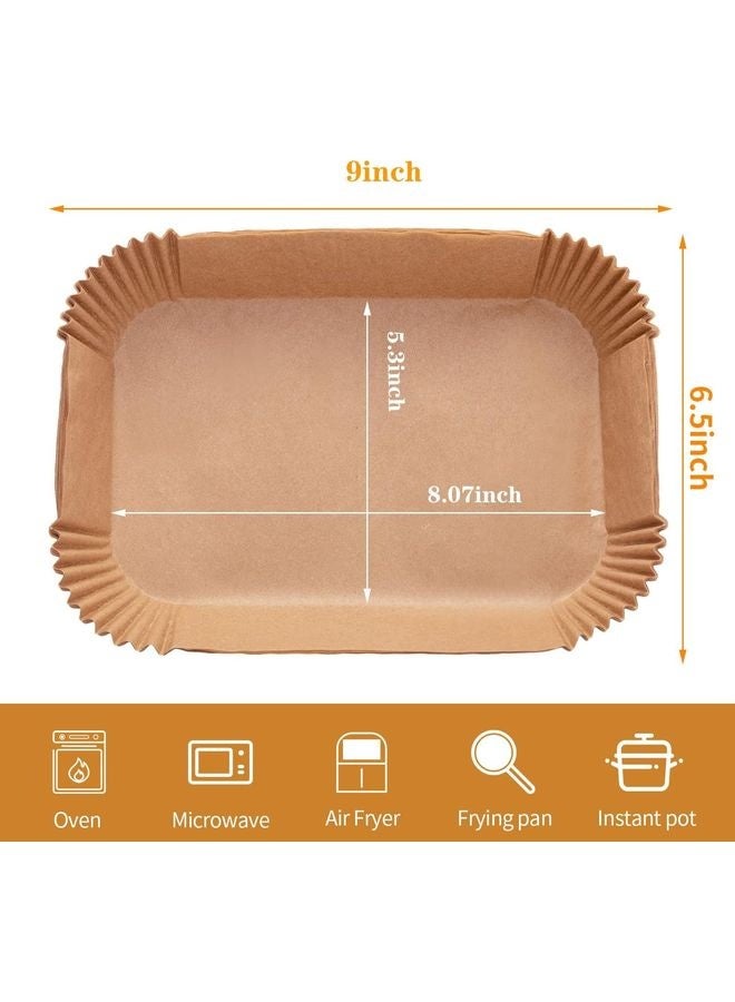هومستر مقلاة الهواء بطانة الورق التي يمكن التخلص منها، 100PCS بطانة قطع رقائق الدرجة الغذائية للنينجا DZ201، طعام النينجا فودي ملحقات مقلاة الهواء المزدوجة ورق الخبز (9*6، طبيعي) - Image 3