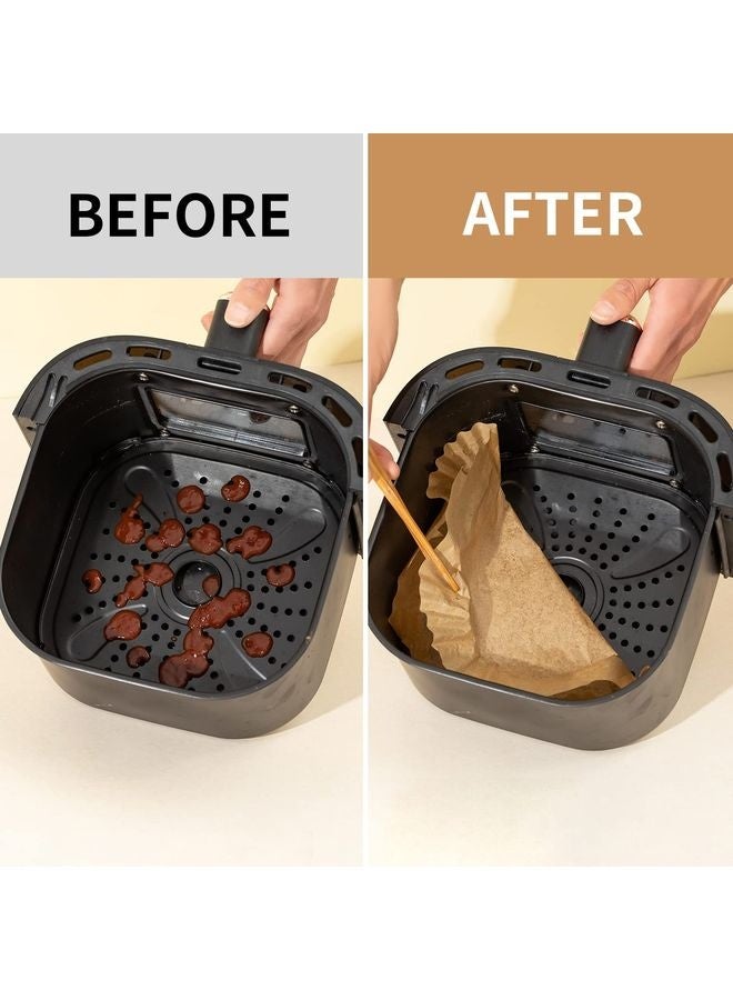 هومستر مقلاة الهواء بطانة الورق التي يمكن التخلص منها، 100PCS بطانة قطع رقائق الدرجة الغذائية للنينجا DZ201، طعام النينجا فودي ملحقات مقلاة الهواء المزدوجة ورق الخبز (9*6، طبيعي) - Image 4