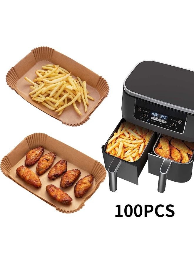 هومستر مقلاة الهواء بطانة الورق التي يمكن التخلص منها، 100PCS بطانة قطع رقائق الدرجة الغذائية للنينجا DZ201، طعام النينجا فودي ملحقات مقلاة الهواء المزدوجة ورق الخبز (9*6، طبيعي) - Image 5