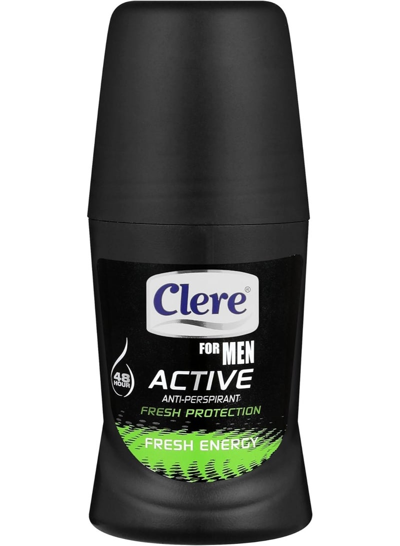 CLERE Active Men Anti-Perspirant Fresh Energy Roll On Deodrant 50ml