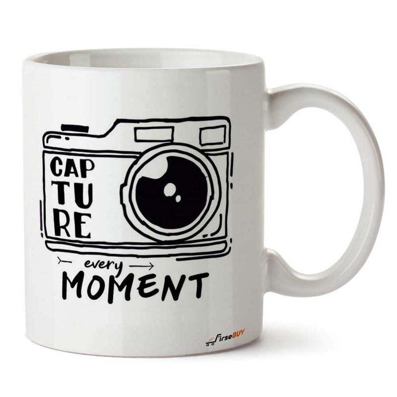FirseBUY Capture Every Moment Photography Quotes Printed Ceramic Coffee Mug Gift for Men and Women White - Image 1