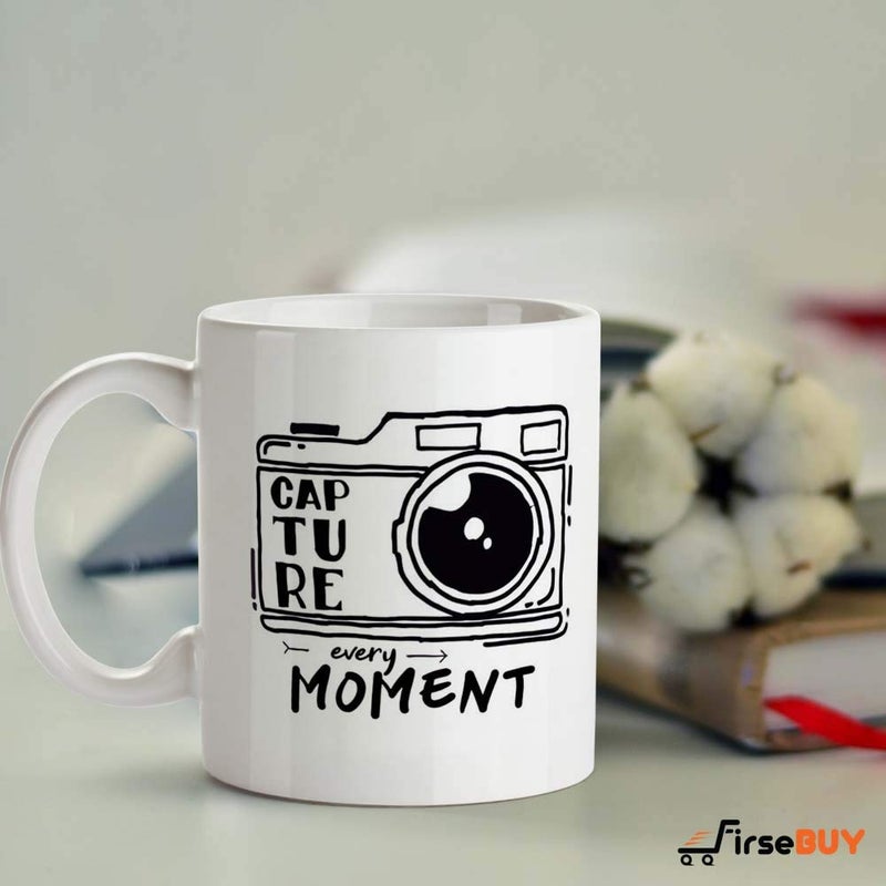 FirseBUY Capture Every Moment Photography Quotes Printed Ceramic Coffee Mug Gift for Men and Women White - Image 2