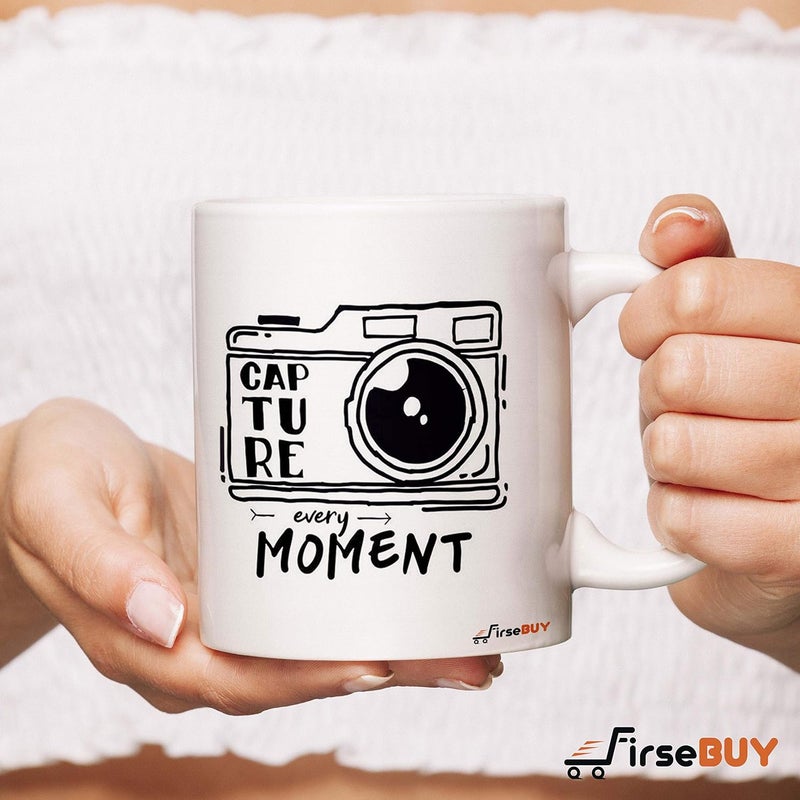 FirseBUY Capture Every Moment Photography Quotes Printed Ceramic Coffee Mug Gift for Men and Women White - Image 3