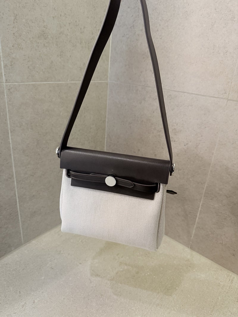 Summer Genuine Leather Women'S Bag Cross-Body High-End Popular Cowhide And Canvas Fashion Bag - Image 1