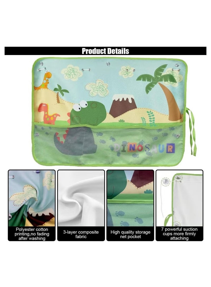 Car Side Window Sunshades,Window Shades for Car Kids, Strong Suction Cup Three-Layer Car Sun Shade for Side Windows, Cartoon Pattern Car Side Window Sun Shade Cover for Heat And UV Rays Protection (Green) - Image 2