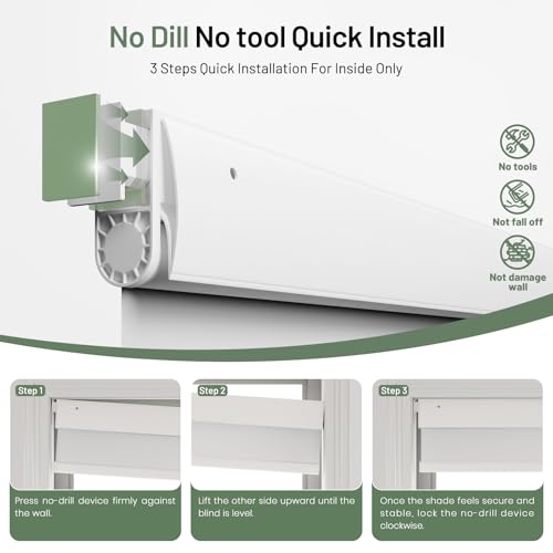 DONGFXK Motorized Blinds with Remote, Blackout No Drill Cordless Smart Roller Shades, Automatic Blinds for Windows, White,24" W x 72" H - Image 2