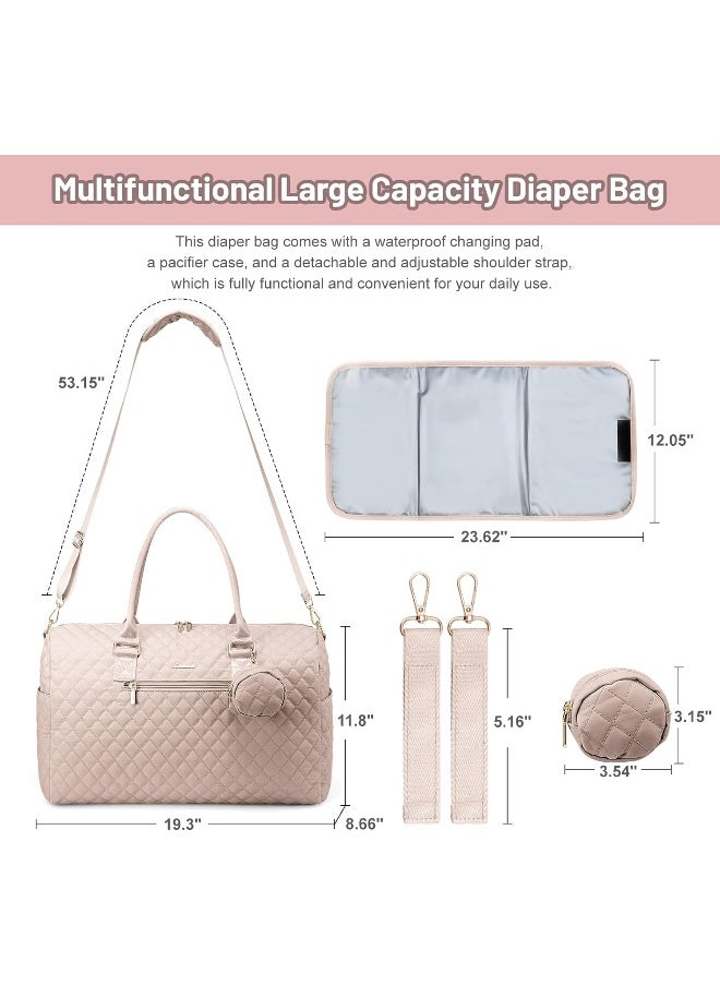 Lovevook LOVEVOOK Diaper Bag Tote with Pacifier Case and Changing Pad, Large Capacity Mommy Bag for Hospital and Weekender Travel, Functional Baby Bag Newborn Baby Essential, Nude Pink, Large  - Image 3