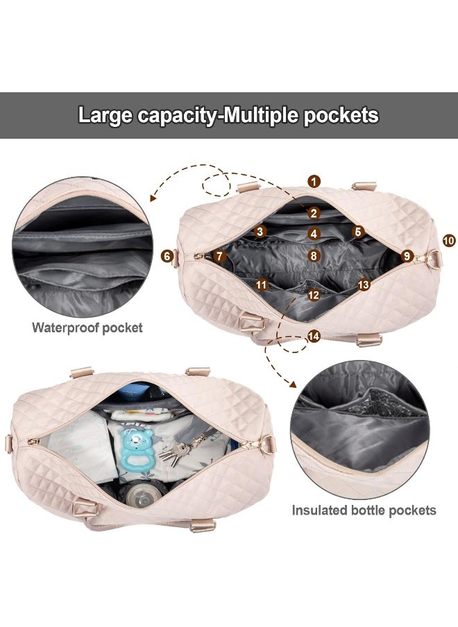 Lovevook LOVEVOOK Diaper Bag Tote with Pacifier Case and Changing Pad, Large Capacity Mommy Bag for Hospital and Weekender Travel, Functional Baby Bag Newborn Baby Essential, Nude Pink, Large  - Image 4
