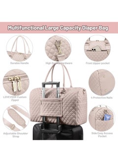 Lovevook LOVEVOOK Diaper Bag Tote with Pacifier Case and Changing Pad, Large Capacity Mommy Bag for Hospital and Weekender Travel, Functional Baby Bag Newborn Baby Essential, Nude Pink, Large  - Image 5