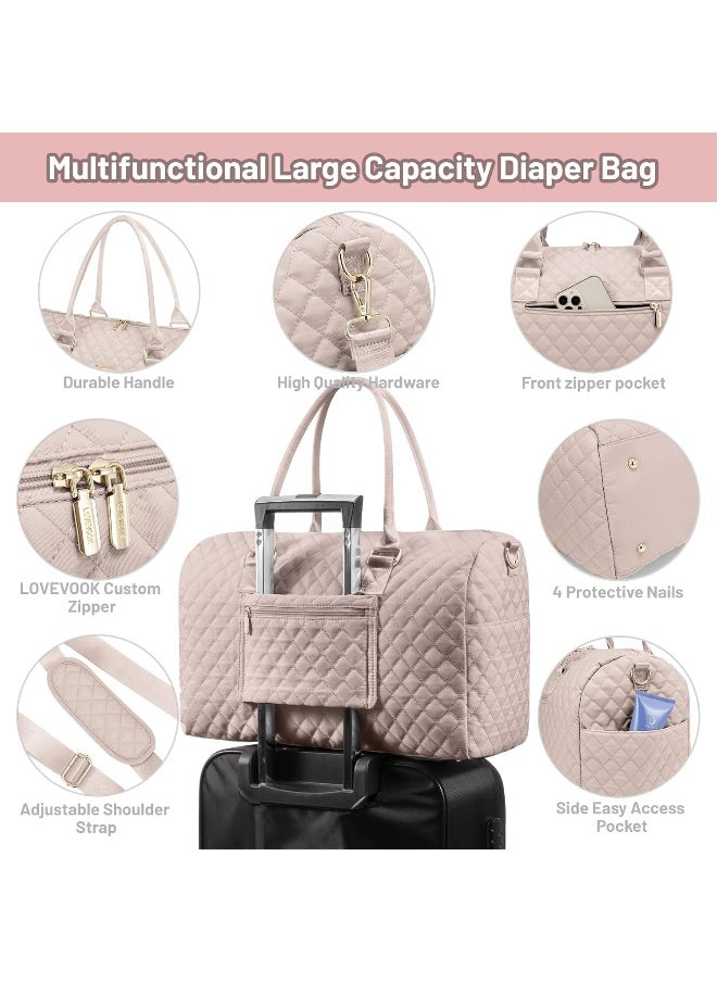 Lovevook LOVEVOOK Diaper Bag Tote with Pacifier Case and Changing Pad, Large Capacity Mommy Bag for Hospital and Weekender Travel, Functional Baby Bag Newborn Baby Essential, Nude Pink, Large  - Image 5