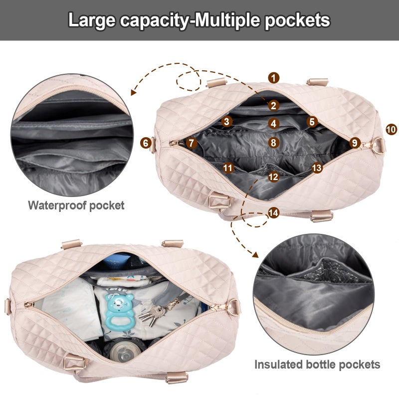 LOVEVOOK Diaper Bag Tote with Pacifier Case and Changing Pad, Large Capacity Mommy Bag for Hospital and Weekender Travel, Functional Baby Bag Newborn Baby Essential - Image 4