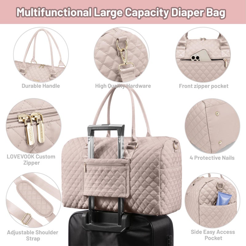 LOVEVOOK Diaper Bag Tote with Pacifier Case and Changing Pad, Large Capacity Mommy Bag for Hospital and Weekender Travel, Functional Baby Bag Newborn Baby Essential - Image 5