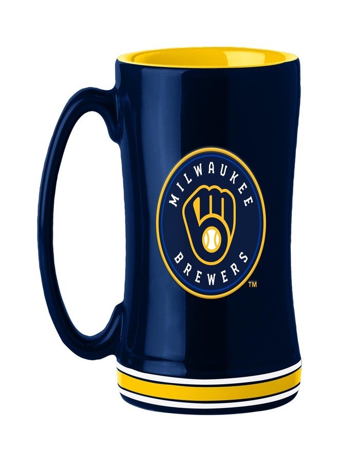 Logo Brands 516-C14RM: Milwaukee Brewers 14oz Relief Mug - Image 2