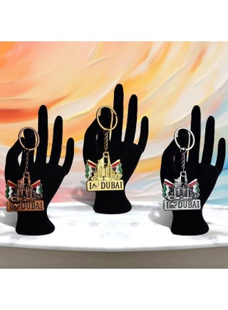 Metal Keychain 3pcs Iconic Dubai Buildings With UAE Flag - view 2