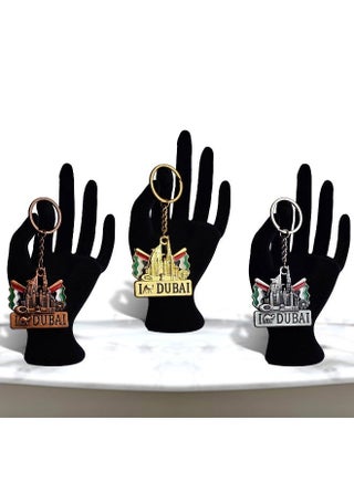 Metal Keychain 3pcs Iconic Dubai Buildings With UAE Flag - view 4