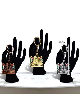 Metal Keychain 3pcs Iconic Dubai Buildings With UAE Flag - view 3