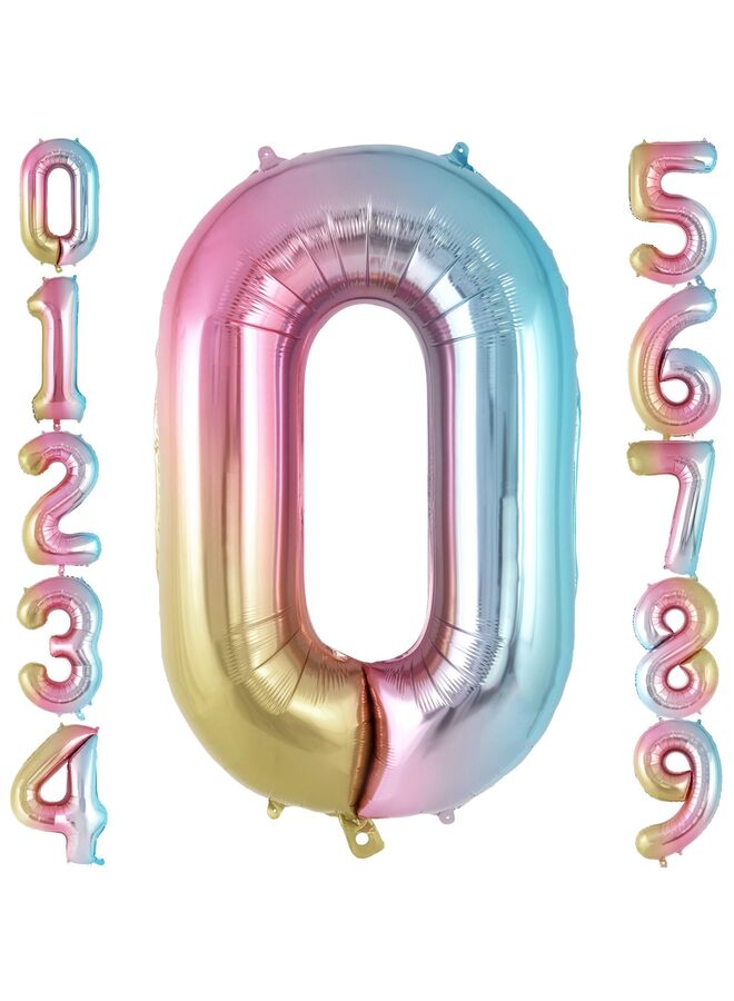 بالونات أرقام متدرجة 0، بالونات أرقام كبيرة من رقائق معدنية مقاس 40 بوصة، بالونات مايلر ضخمة لتزيين حفلات أعياد الميلاد ومستلزمات الاحتفال بالذكرى السنوية - Image 1