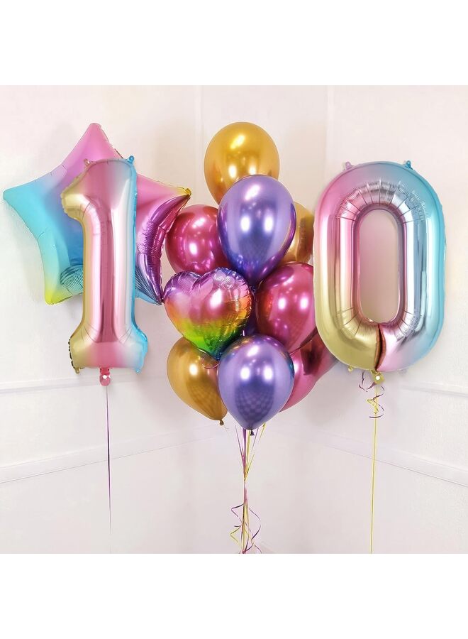 بالونات أرقام متدرجة 0، بالونات أرقام كبيرة من رقائق معدنية مقاس 40 بوصة، بالونات مايلر ضخمة لتزيين حفلات أعياد الميلاد ومستلزمات الاحتفال بالذكرى السنوية - Image 2