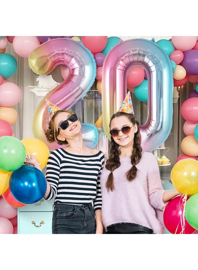 بالونات أرقام متدرجة 0، بالونات أرقام كبيرة من رقائق معدنية مقاس 40 بوصة، بالونات مايلر ضخمة لتزيين حفلات أعياد الميلاد ومستلزمات الاحتفال بالذكرى السنوية - Image 3