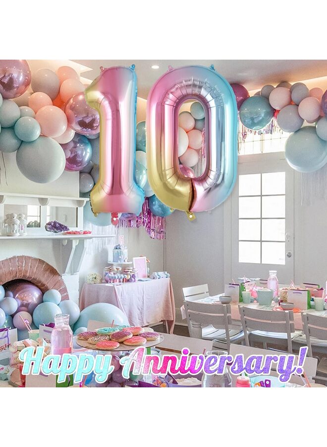 بالونات أرقام متدرجة 0، بالونات أرقام كبيرة من رقائق معدنية مقاس 40 بوصة، بالونات مايلر ضخمة لتزيين حفلات أعياد الميلاد ومستلزمات الاحتفال بالذكرى السنوية - Image 5