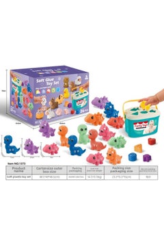Export Baby Play Soft Glue Stacked Le Sessele Digital Animal Building Blocks Finger Doll Toy-Color:Soft Plastic Dinosaur Insert Matching + Storage Bucket Combination