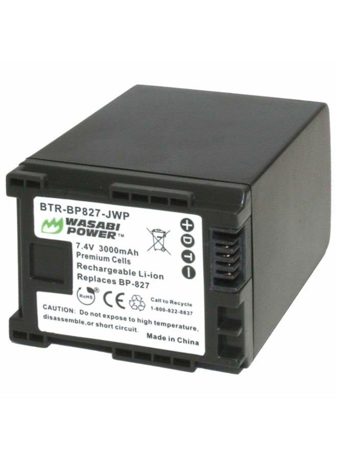 Wasabi Power Battery for Canon BP-827 (3000mAh) and Canon VIXIA HF G10, HF G20, HF M30, HF M31, HF M32, HF M40, HF M41, HF M300, HF M400, HF S10, HF S11, HF S20, HF S21, HF S30, HF S100, HF S200, HF10 - Image 5