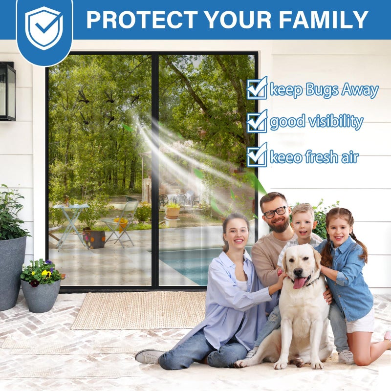 LONGEAS Magnetic Screen Door Upgraded PET Mesh Stronger Than Fiberglass and Polyester,Hands Free,Keeps Bugs Out,Pet & Kid Friendlyï¼ŒSuitable for Home and Screen Size 38" X 84" - Image 5