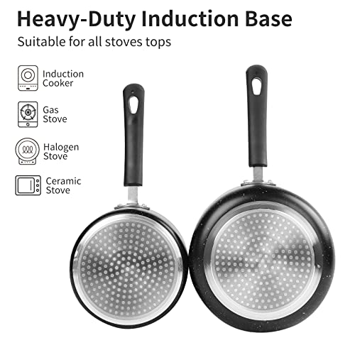 RATWIA Nonstick Saucepan Set - 1.5 Quart and 2.5Quart,Ultra Non Stick Sauce Pan Small Pot with Glass Lid,Great for Home Kitchen Restaurant,Black - Image 3