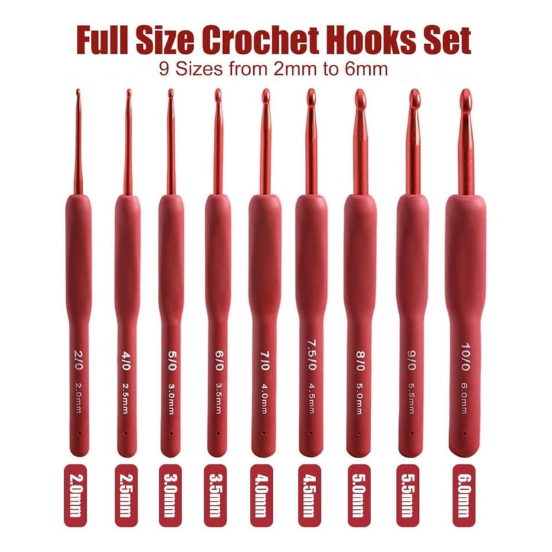 Dodhar طقم إبر كروشيه، 9 قطع، إبر كروشيه مريحة، طقم إبر كروشيه مريح لليدين المصابة بالتهاب المفاصل، مثالي لجميع مستويات المهارة - Image 3