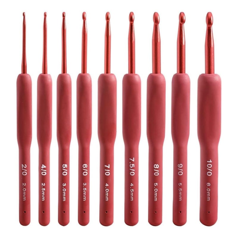 Dodhar طقم إبر كروشيه، 9 قطع، إبر كروشيه مريحة، طقم إبر كروشيه مريح لليدين المصابة بالتهاب المفاصل، مثالي لجميع مستويات المهارة - Image 1