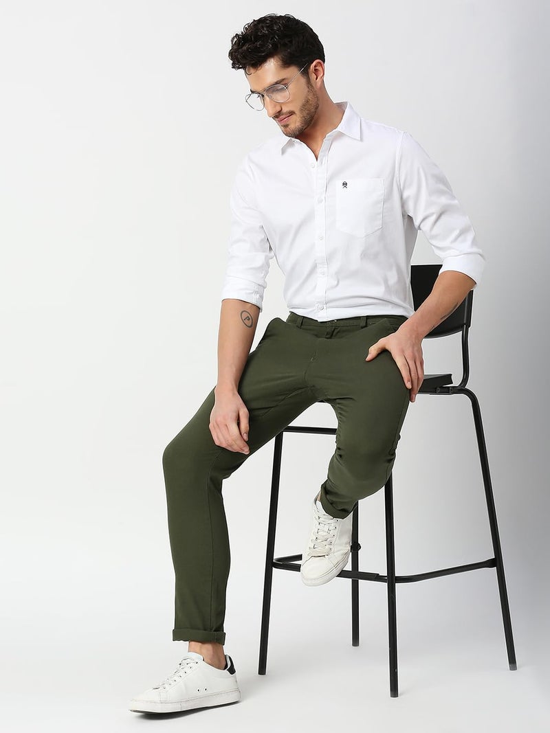 Thomas Scott Men's Solid Regular Fit Trouser Dark Green - Image 2