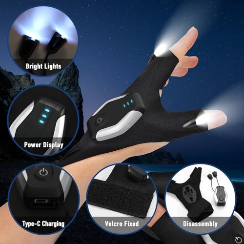 BIIB Fathers Day Mens Gifts for Husband Dad Rechargeable Flashlight Gloves, Birthday Gifts for Men Dad Grandpa, Fathers Day Gift from Daughter Son Wife, Cool Gadgets Camping Fishing Essentials - Image 2