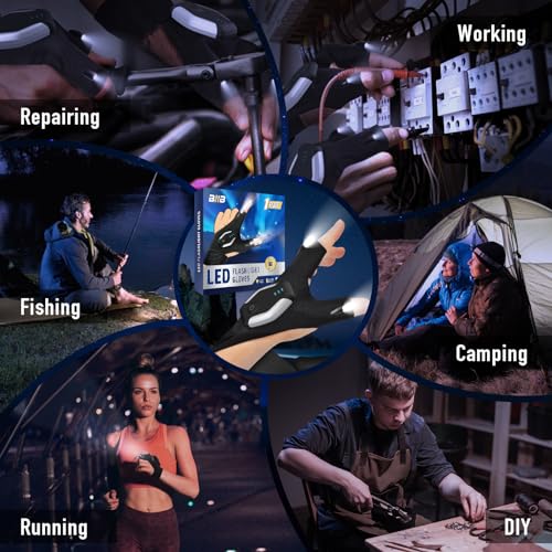 BIIB Fathers Day Mens Gifts for Husband Dad Rechargeable Flashlight Gloves, Birthday Gifts for Men Dad Grandpa, Fathers Day Gift from Daughter Son Wife, Cool Gadgets Camping Fishing Essentials - Image 4