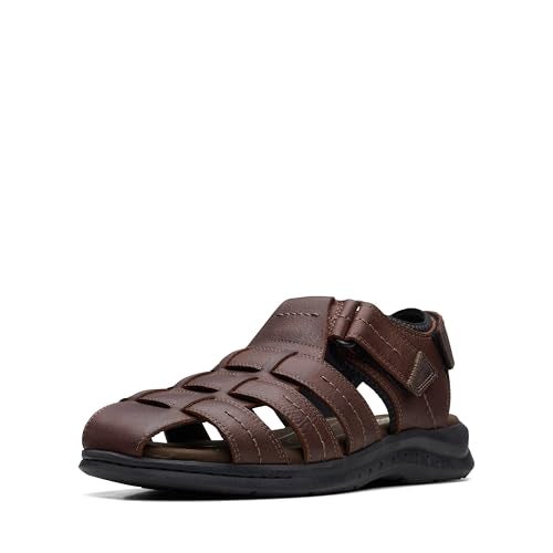 Clarks Men's Walkford Fish Fisherman Sandal, Brown Tumbled Leather, 10 - Image 1