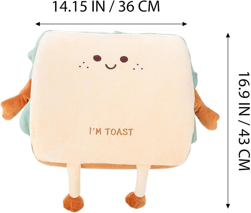 Cabilock Memory Foam Toast-Shaped Plush Throw Pillow, Soft Back Cushion for Office Chair and Home Sofa, Decorative Waist Support Cushion, Smiling Toast Design, 1pcs - Image 2