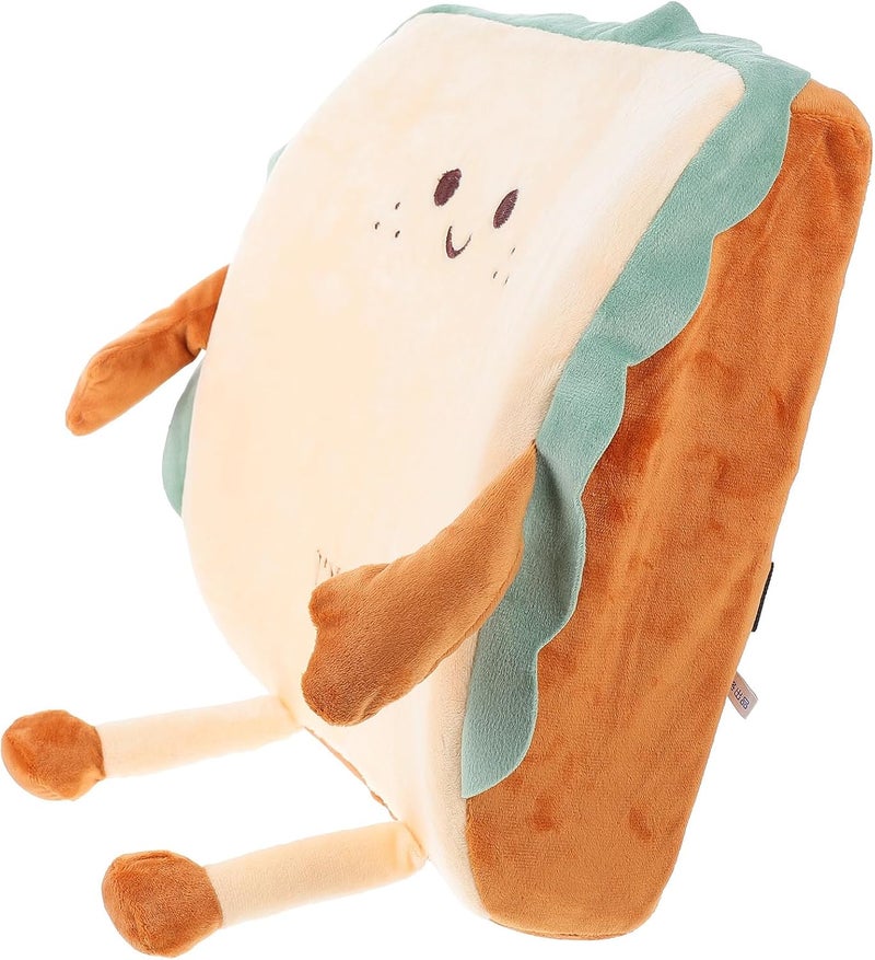 Cabilock Memory Foam Toast-Shaped Plush Throw Pillow, Soft Back Cushion for Office Chair and Home Sofa, Decorative Waist Support Cushion, Smiling Toast Design, 1pcs - Image 1