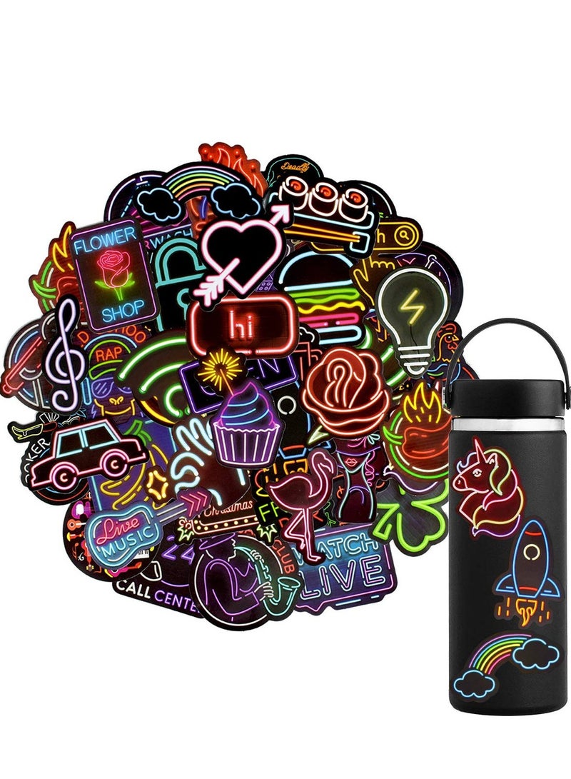دوركو 50 جهاز كمبيوتر شخصي النيون ضوء نمط ملصقات, مقاومة للماء فينيل PVC متعددة السطح ملصقات الكرتون, الإبداعي نمط ملصقات النيون, باب الكمبيوتر المحمول أمتعة سيارة دراجة ملصقات - Image 1