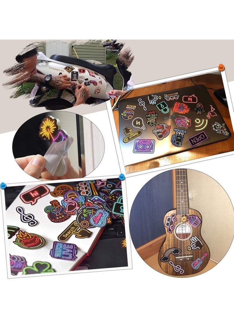 دوركو 50 جهاز كمبيوتر شخصي النيون ضوء نمط ملصقات, مقاومة للماء فينيل PVC متعددة السطح ملصقات الكرتون, الإبداعي نمط ملصقات النيون, باب الكمبيوتر المحمول أمتعة سيارة دراجة ملصقات - Image 3