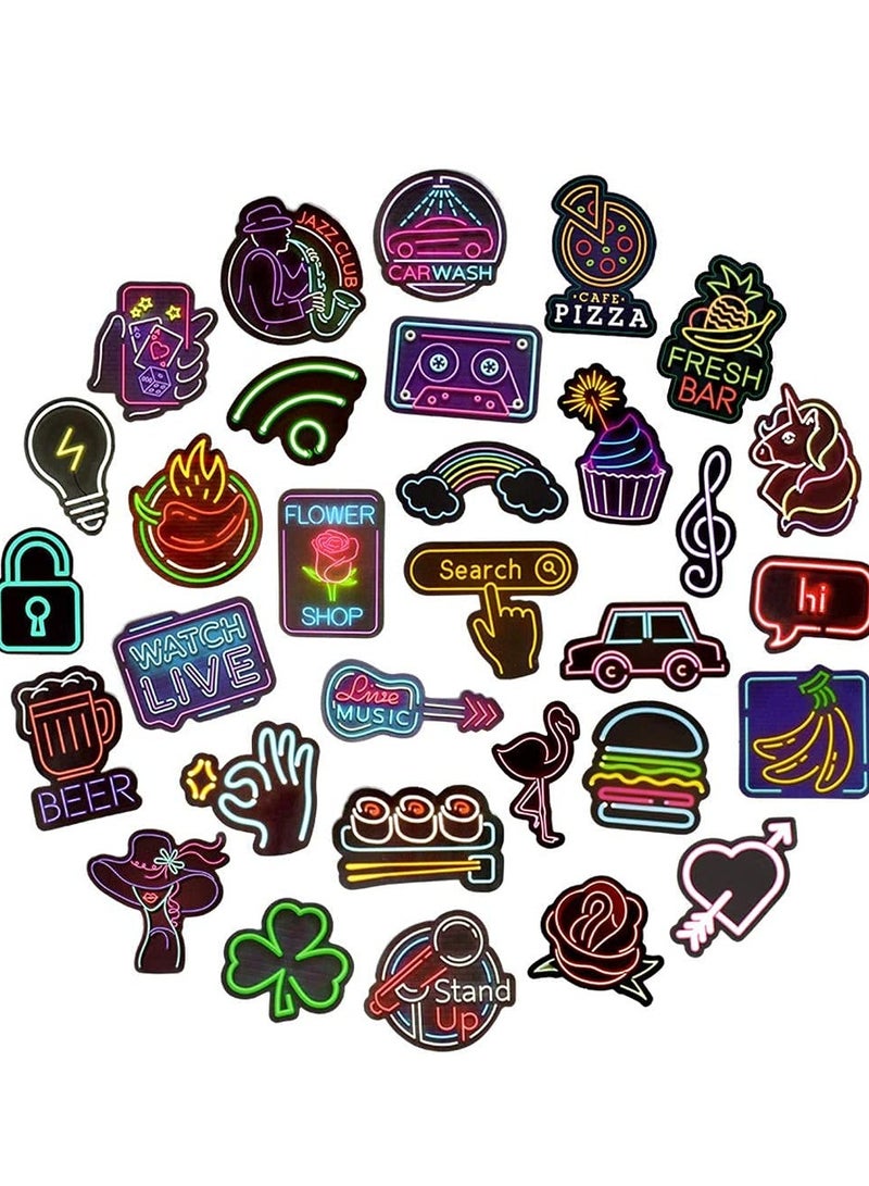 دوركو 50 جهاز كمبيوتر شخصي النيون ضوء نمط ملصقات, مقاومة للماء فينيل PVC متعددة السطح ملصقات الكرتون, الإبداعي نمط ملصقات النيون, باب الكمبيوتر المحمول أمتعة سيارة دراجة ملصقات - Image 2
