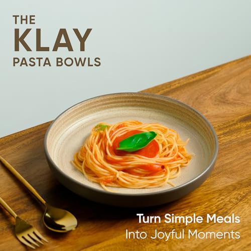 Shay Pasta Plate Set, 21cm, 2 Pieces, Klay Grey | Matte Finish | Pasta Bowl | Deep Plate (Pasta Plate - Klay Grey) - Image 2