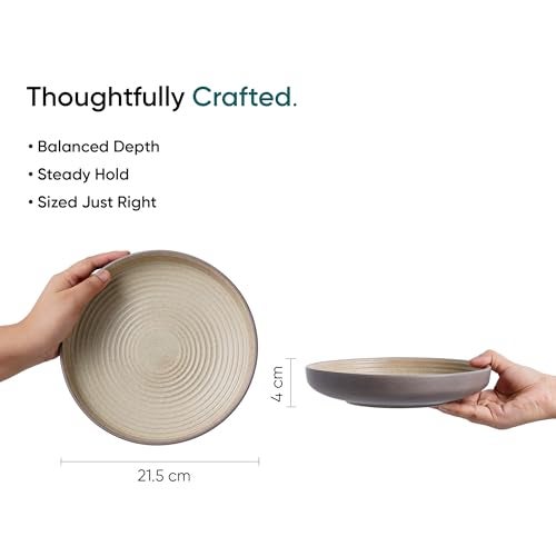 Shay Pasta Plate Set, 21cm, 2 Pieces, Klay Grey | Matte Finish | Pasta Bowl | Deep Plate (Pasta Plate - Klay Grey) - Image 5