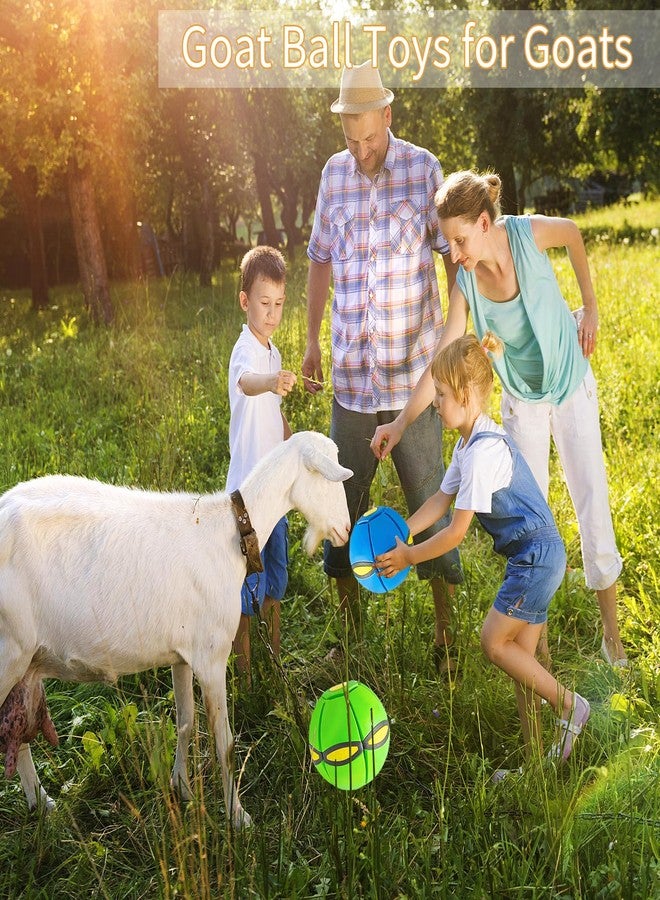 OOXYG 2PCS Goat Ball Toy with 3 Lights, Interactive Flying Saucer Disc Ball for Goat Dog Horse Enrichment Play Toy for Farm Sheep Cow Blue and Green - Image 3