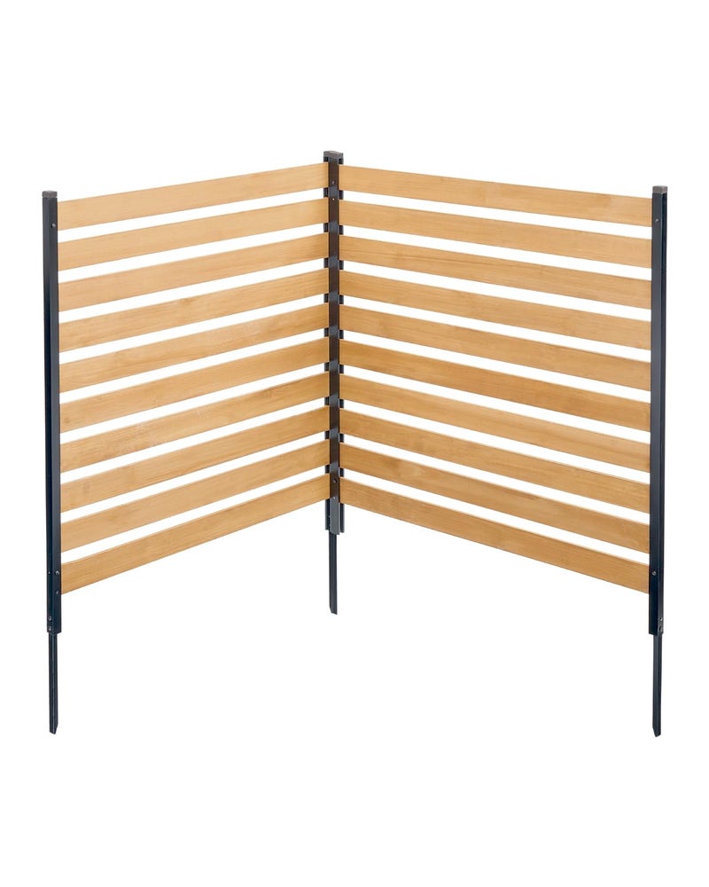VEVOR Wood Privacy Fence, 38" W x 42" L, 2-Panel Slatted Air Conditioner Fence Screen, Pool Equipment Enclosure with Metal Stakes, Easy DIY Installation, Outdoor Trash Can Hider for Garden Decoration - Image 1