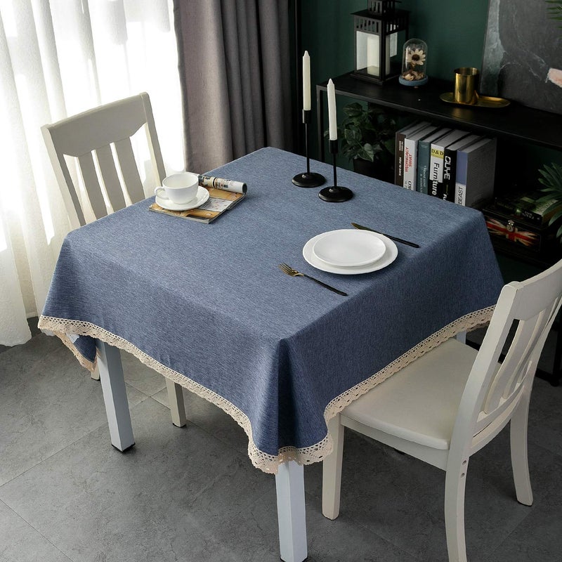 ehousehome faux linen tablecloth مع تقليم الدانتيل - مقاوم للماء/مقاومة للبقع/مقاومة/تجاعيد خالية - Image 2