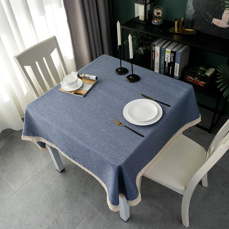 ehousehome faux linen tablecloth مع تقليم الدانتيل - مقاوم للماء/مقاومة للبقع/مقاومة/تجاعيد خالية - Image 3