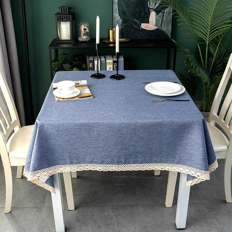 ehousehome faux linen tablecloth مع تقليم الدانتيل - مقاوم للماء/مقاومة للبقع/مقاومة/تجاعيد خالية - Image 4