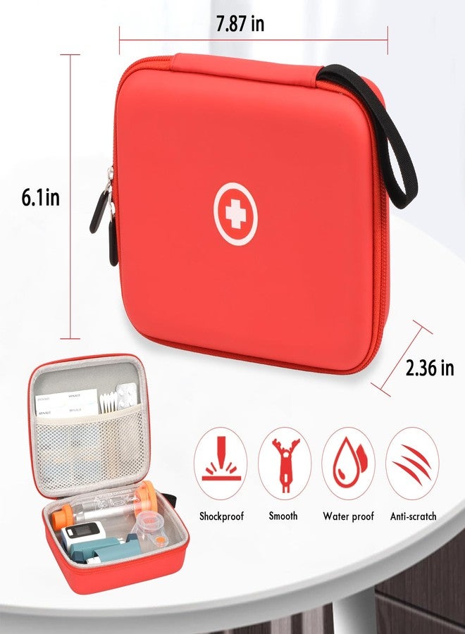 Fukumi Hard Travel Case for Asthma Inhaler, Inhaler Spacer Case for Kids and Adults, Masks, Asthma Accessories Case with Mesh Pocket for Medicine and Other Accessories, Red (Case Only - Image 5