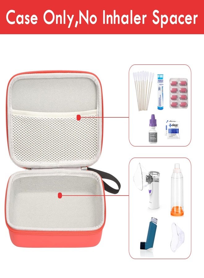 Fukumi Hard Travel Case for Asthma Inhaler, Inhaler Spacer Case for Kids and Adults, Masks, Asthma Accessories Case with Mesh Pocket for Medicine and Other Accessories, Red (Case Only - Image 2